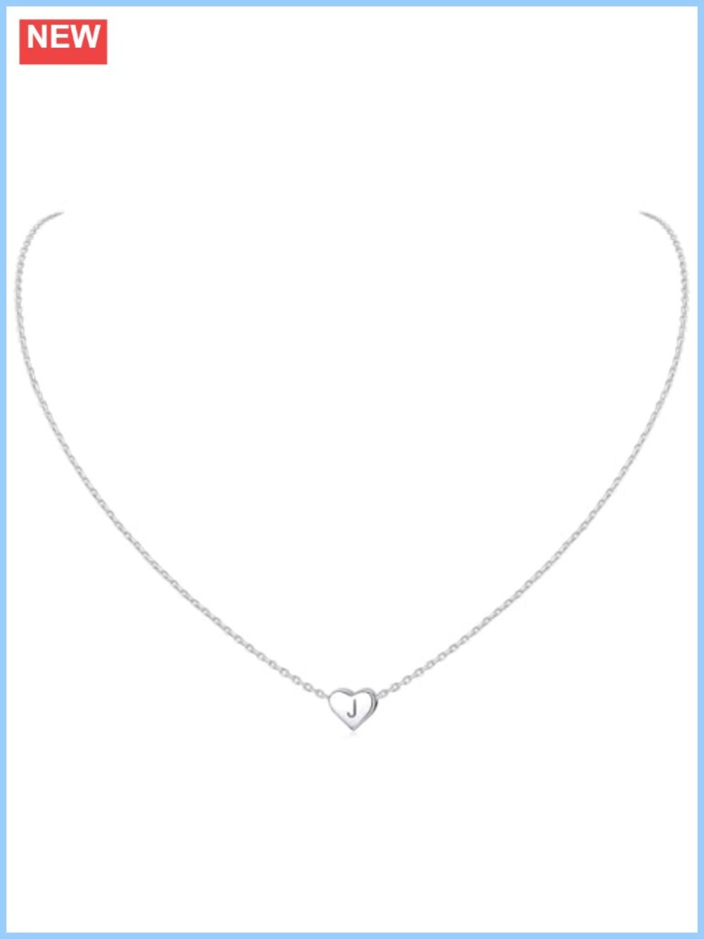 925 Sterling Silver Heart Initial Pendant Necklace for Women